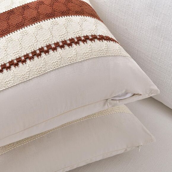 🍂 Fancy Homi Boho Pillow Covers Rust 18x18" Set of 2 New - Picture 2 of 9